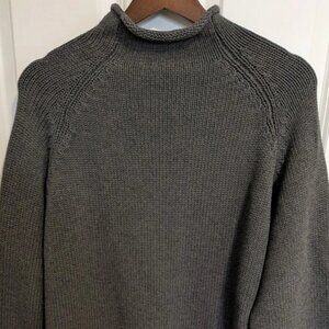J. Crew Roll Neck Cotton Sweater Mens XL Gray Fisherman